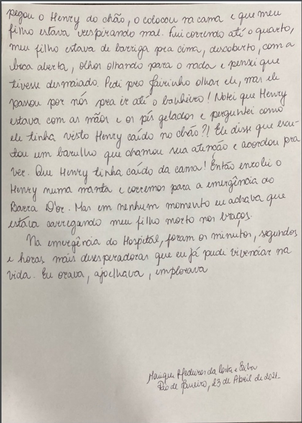 Caso Henry Borel: carta de Monique Medeiros (parte 15) — Foto: Reprodução