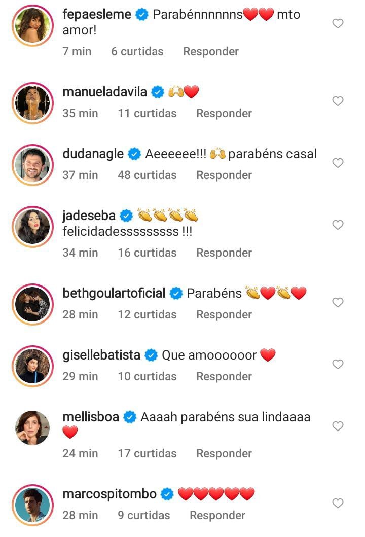 Amigos comemoram notícia de gravidez de Fernanda Vasconcellos (Foto: Reprodução / Instagram)