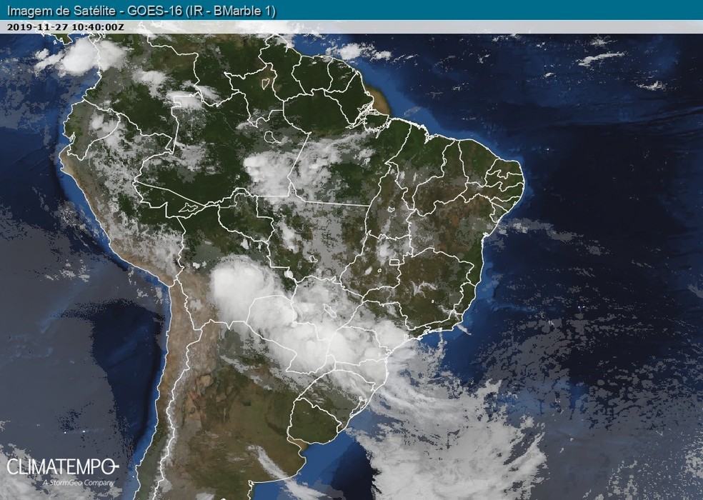 Avanço de frente fria nesta quarta (27) — Foto: Reprodução/Climatempo