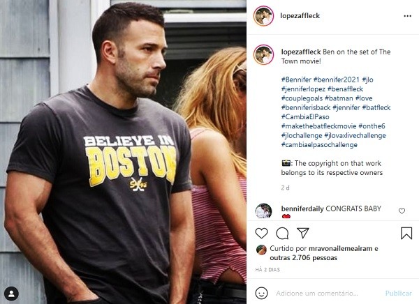 O post do perfil de fãs de Jennifer Lopez e Ben Affleck que ganhou a curtida da cantora (Foto: Instagram)