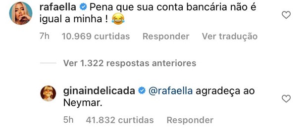 Rafaella Santos bate boca com perfil de fofoca no Instagram ao ser criticada por samba na Sapucaí (Foto: Reprodução / Instagram)