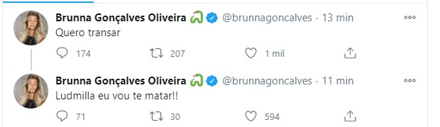 O tweet de Brunna Gonçalves (Foto: Reprodução Instagram)