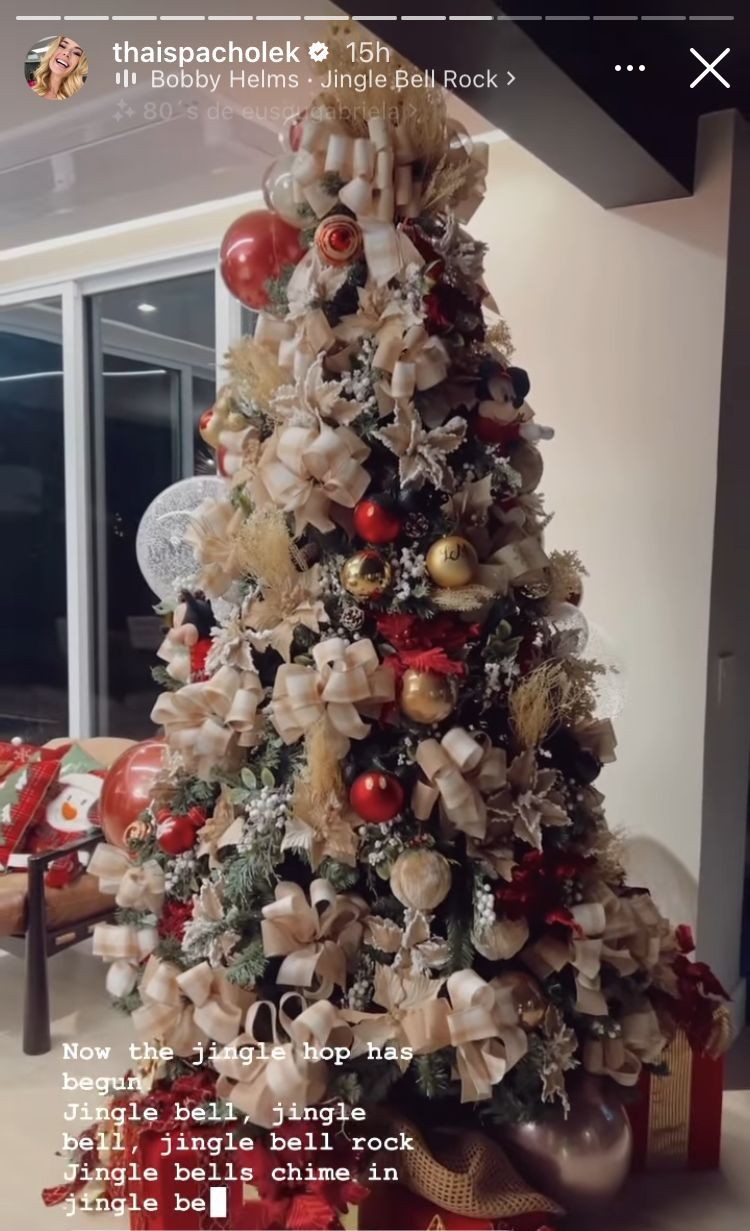 A atriz Thais Pacholek compartilhou com seus seguidores o resultado da montagem da árvore de Natal — Foto: Reprodução/Instagram