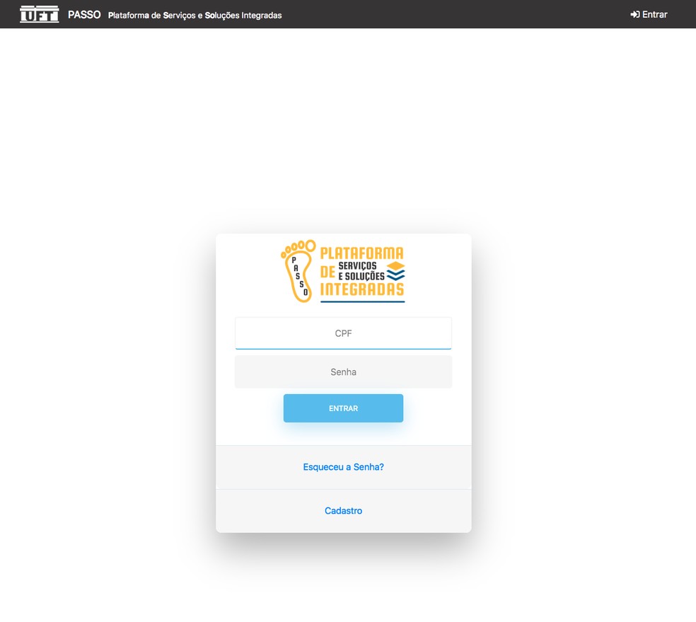 Site do Sisma UFT — Foto: Reprodução 