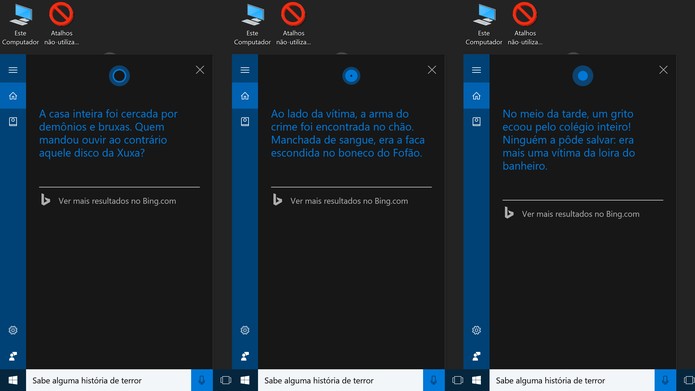 Cortana pode contar histórias de terror aos usuários do Windows 10 (Foto: Reprodução/Elson de Souza)