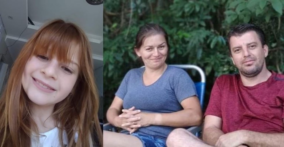 Gabrielli, de 9 anos, Cristina, de 40 anos, e Moacir, de 42 anos, morreram após o acidente, em Cascavel — Foto: Arquivo pessoal/Imagens autorizadas