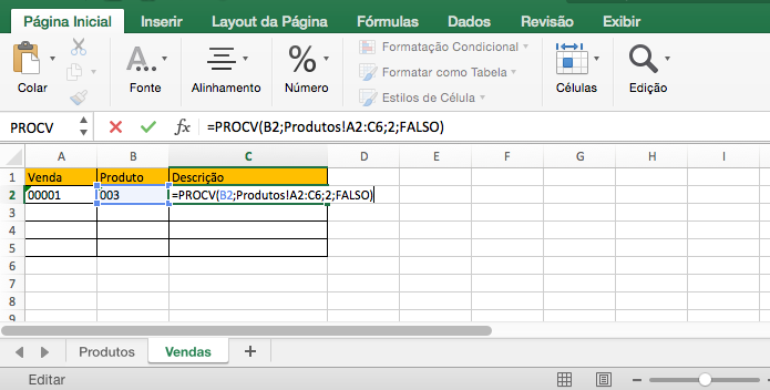 Usando a função PROCV no Excel (Foto: Reprodução/Edivaldo Brito)