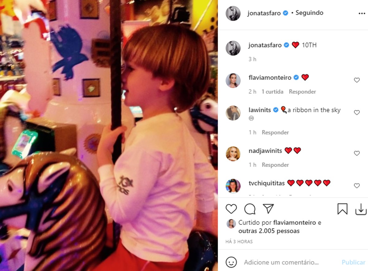 Jonatas Faro posta nos 10 anos do filho, Guy (Foto: Reprodução/Instagram)