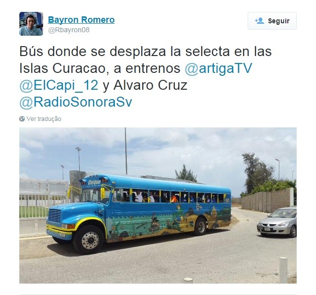 O ônibus de Curaçao para enfrentar El Salvador