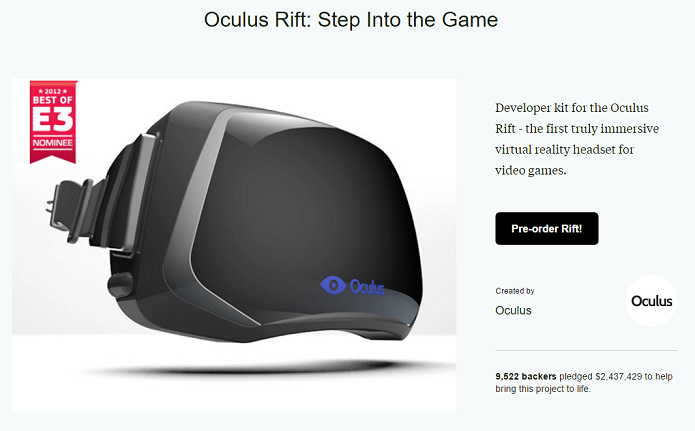Oculus Rift teve grande apoio no site Kickstarter (Foto: Reprodução/Thiago Barros)