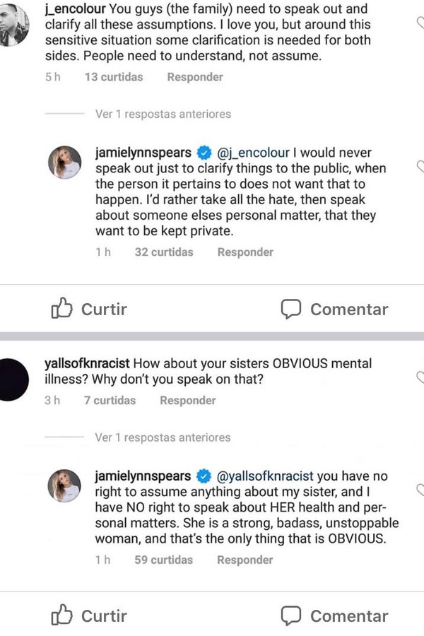 Irmã de Britney sai em defesa da cantora (Foto: Reprodução/Instagram)