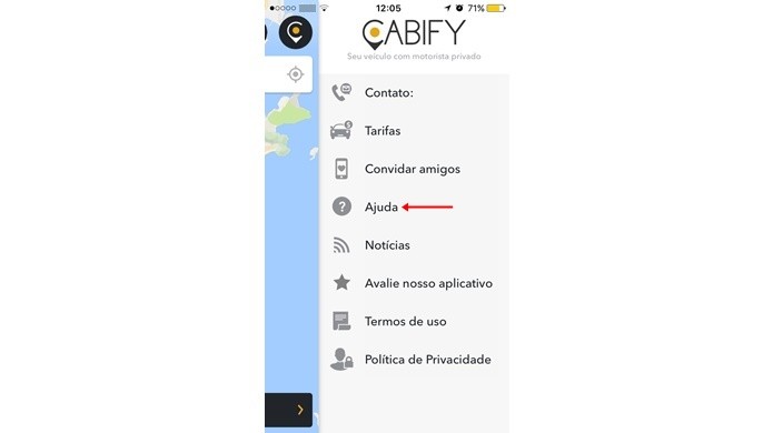 Acessar o canal de atendimento do Cabify