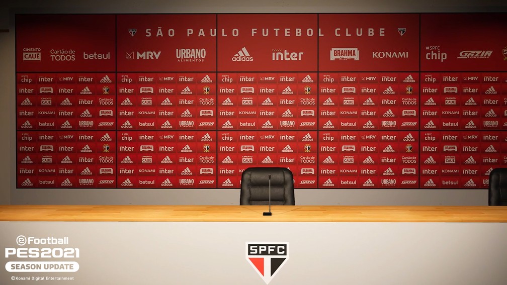 Sala de imprensa do Morumbi — Foto: Divulgação/Konami