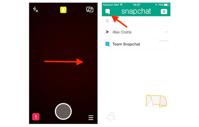 Acessando a tela para iniciar um bate papo no Snapchat (Foto: Reprodução/Marvin Costa)