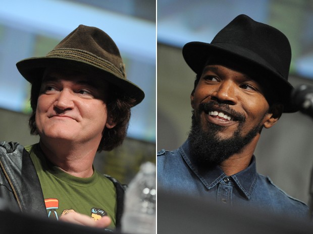 Cineasta Quentin Tarantino e ator Jamie Foxx no painel de 'Django livre' na Comic-con, em San Diego, neste sábado (14) (Foto: Jordan Strauss/Invision/AP)