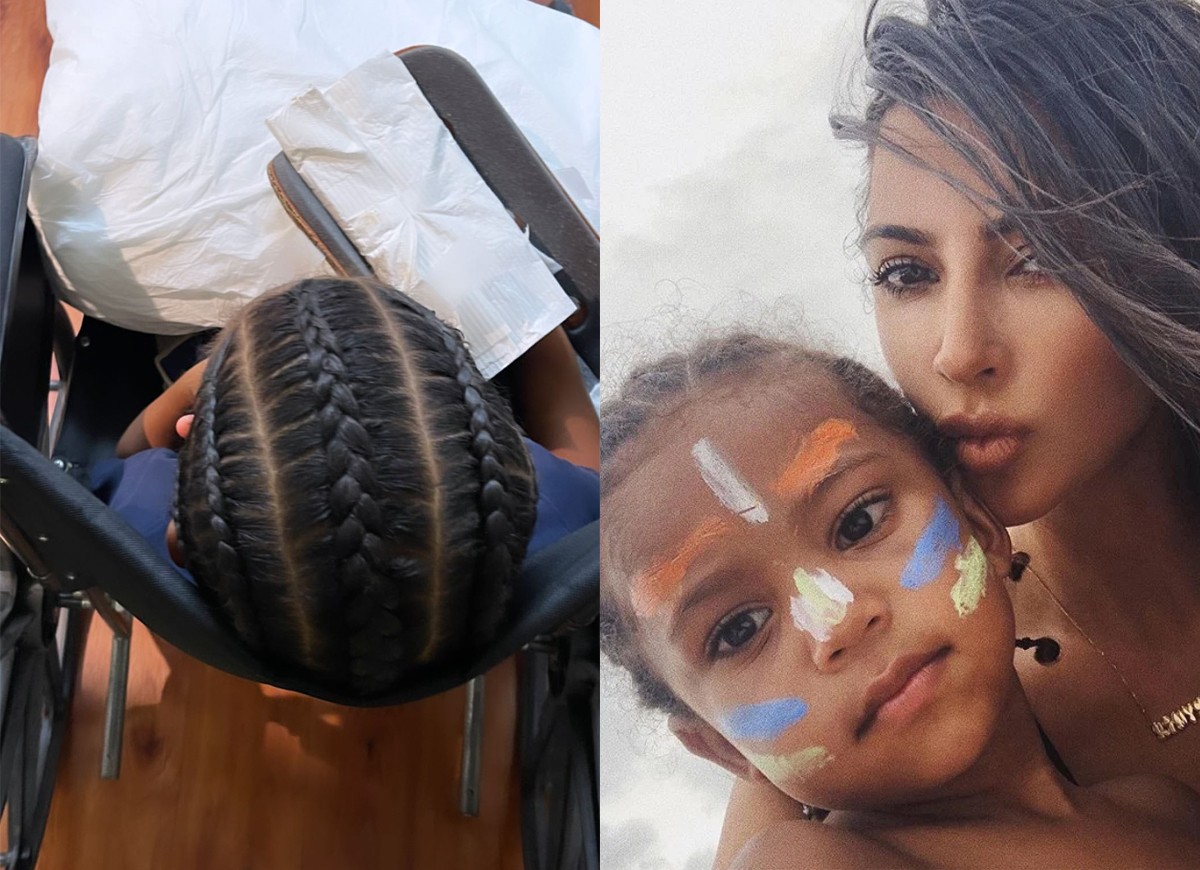 Kim Kardashian mostra o filho Saint West de braço quebrado (Foto: Reprodução/Instagram)