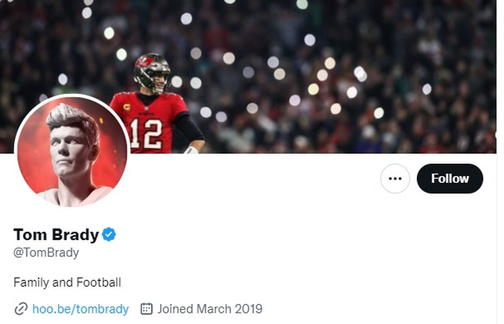 Nova foto em Twitter de Tom Brady — Foto: Reprodução/Twitter