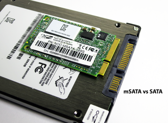 Imagem compara dois SSDs: SATA (maior) e mSATA da OCZ (Foto: Divulgação/OCZ)