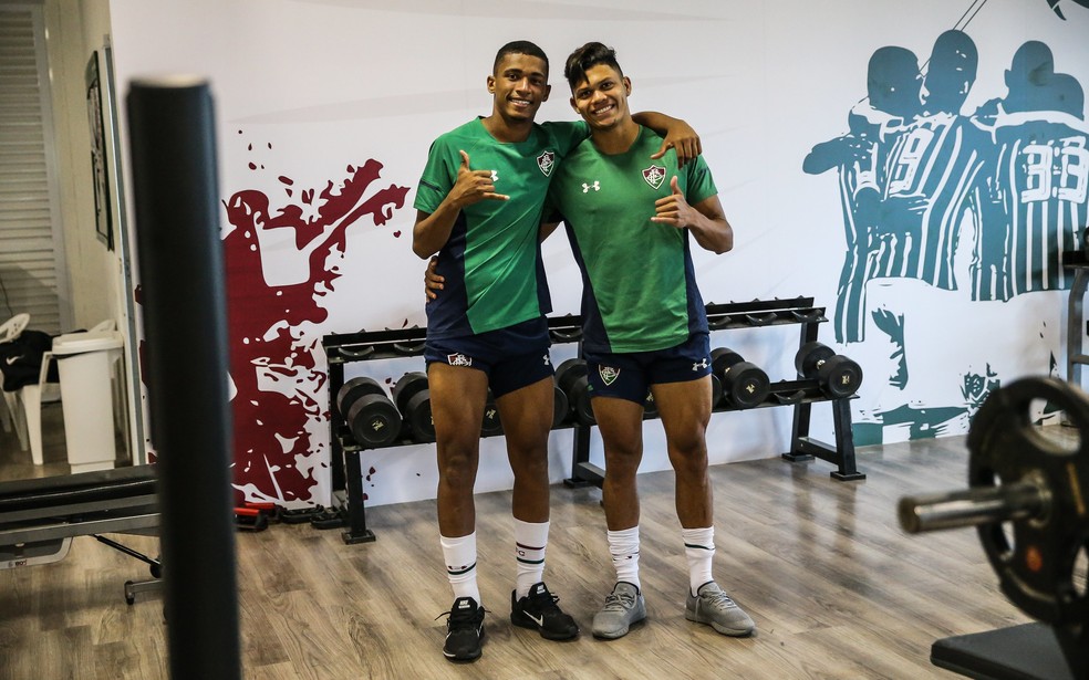 Marcos Paulo e Evanilson em treino do Fluminense — Foto: Lucas Merçon / FluminenseFC