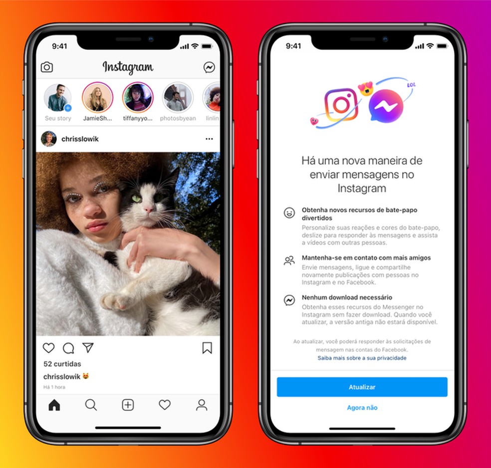 Nova atualização do Instagram? Integração com Messenger libera mais de dez recursos no Direct — Foto: Divulgação/Instagram