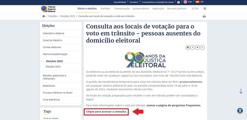 Consulte locais de voto em trânsito no site do TSE — Foto: Reprodução/Gabrielle Garcia