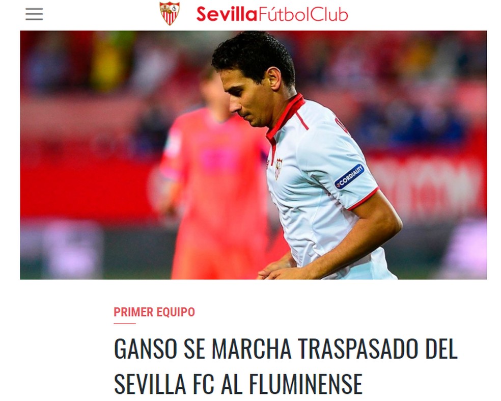 Sevilla confirma saída de Ganso em seu site oficial — Foto: Reprodução