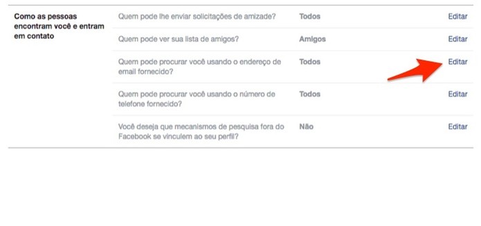 Edite as configurações para busca ao usar um endereço de e-mail do Facebook (Foto: Reprodução/Marvin Costa) Edite as configurações para busca ao usar um endereço de e-mail do Facebook (Foto: Reprodução/Marvin Costa)