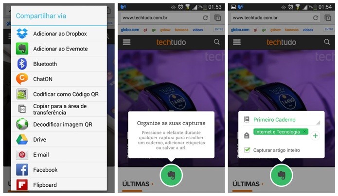 Compartilhamento rapido e de forma organizada de links da Internet no Evernote (Foto: Reprodução/Lívia Dâmaso)