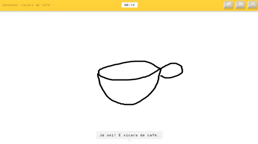 Em Quick, Draw! ou Rápido, Desenhe! jogadores competem com uma inteligência artificial e ajudam para que ela aprenda a reconhecer desenhos — Foto: Reprodução/Rafael Monteiro