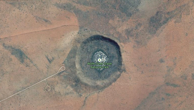 Vista aérea da cratera de Wolfe Creek (Foto: Google Maps | Reprodução)