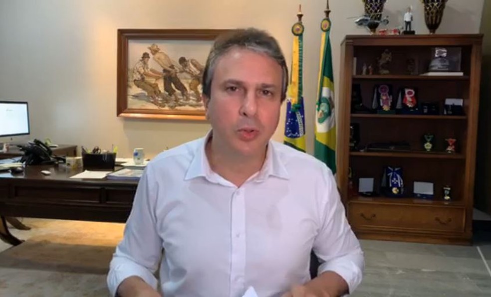 O governador Camilo Santana fez pronunciamento pelas redes sociais nesta segunda-feira (6) — Foto: Reprodução