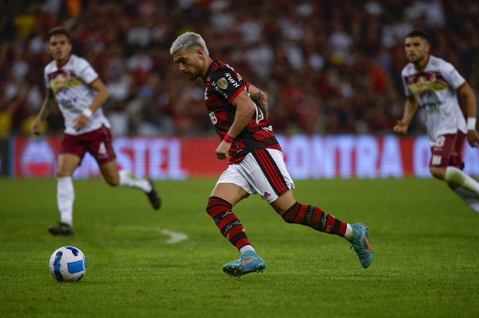 Arrascaeta foi protagonista de novo do Flamengo contra o Tolima — Foto: Marcelo Cortes/Flamengo