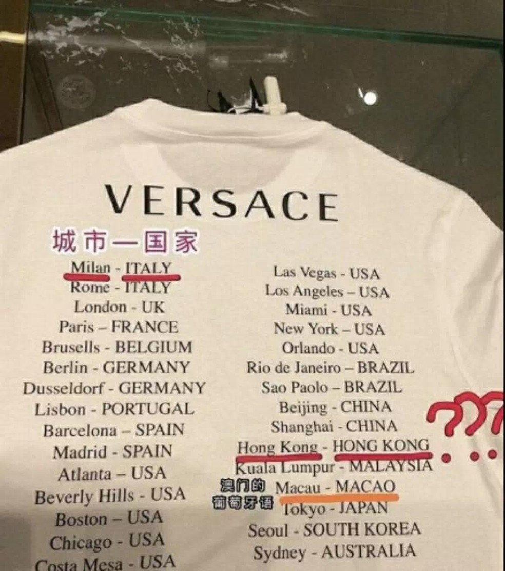 Versace pede desculpas após camiseta desencadear duras críticas na China — Foto: Reprodução/Twitter