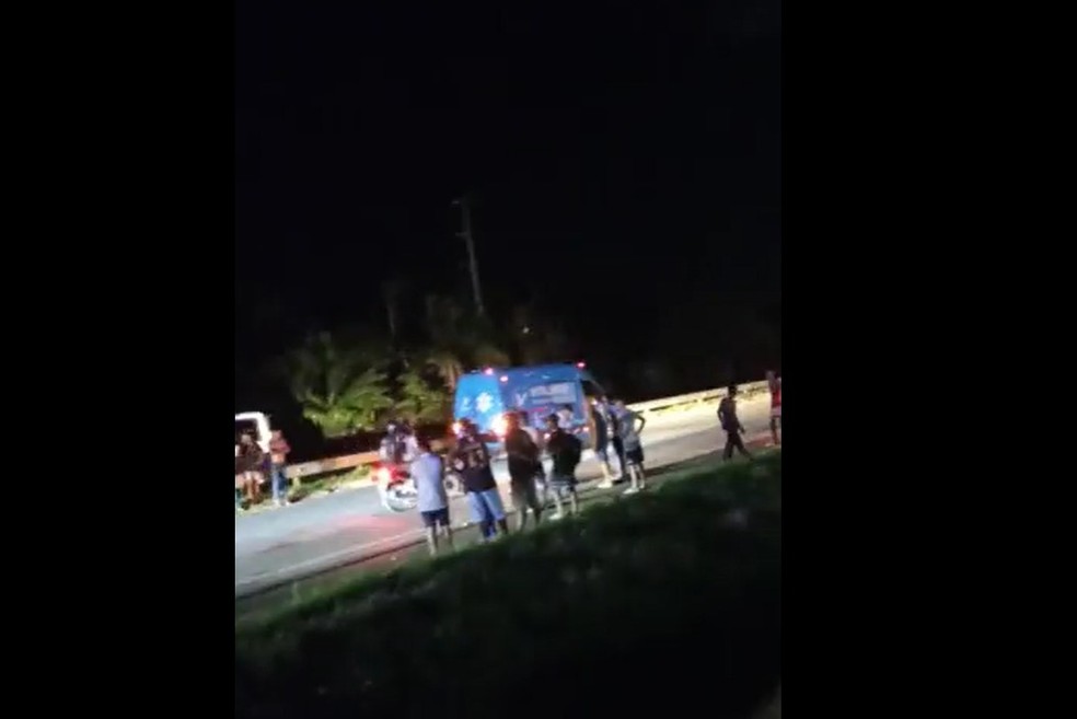 Motociclista atropela cavalo na BA-099, em Cama&ccedil;ari &mdash; Foto: Reprodu&ccedil;&atilde;o/Redes Sociais