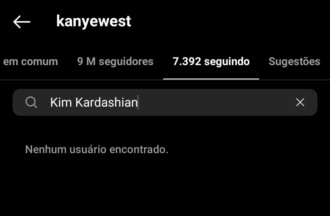 Kanye West deixa de seguir Kim Kardashian (Foto: Reprodução/Instagram)