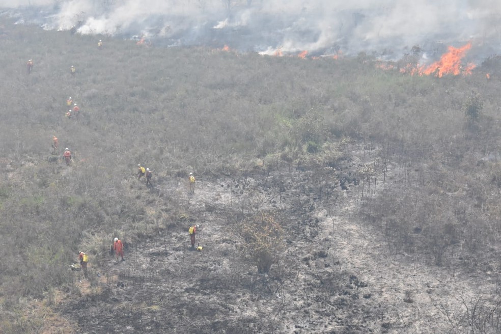 Incêndio na região da Chapada Diamantina chega ao 5º dia de combate e tem situação controlada — Foto: Corpo de Bombeiros/Divulgação