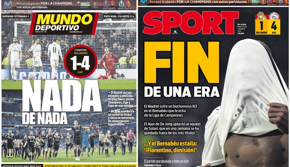 Capas dos jornais de Barcelona abordaram eliminaÃ§Ã£o do Real Madrid â Foto: ReproduÃ§Ã£o/Instagram