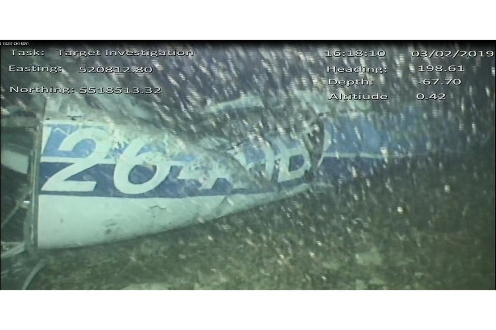 Avião de emiliano sala é encontrado no fundo do mar — Foto: Divulgação / AAIb