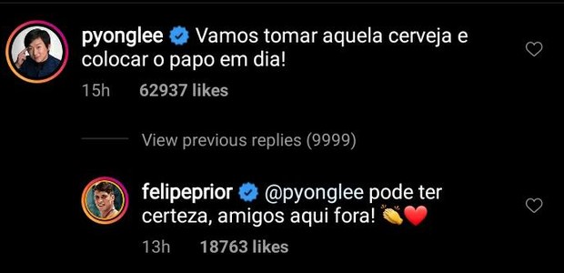 Treta! Felipe Prior surpreende e faz convite atrevido para Pyong Lee, seu  rival do BBB 2020