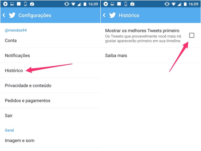 Desative o Melhores tweets primeiros no app (Foto: Reprodução/Lucas Mendes)