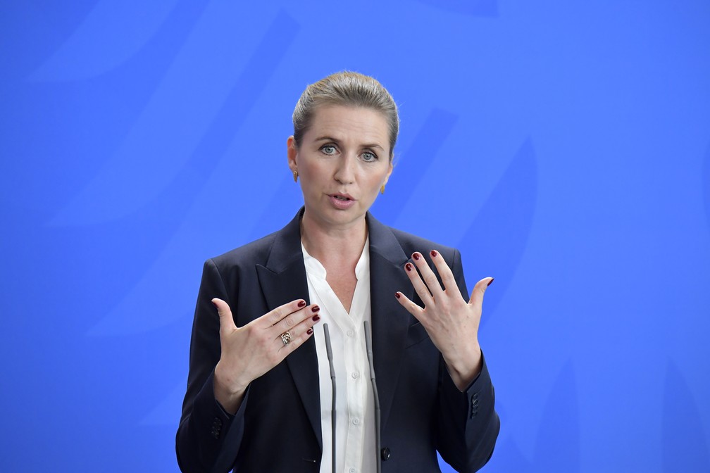 A primeira-ministra da Dinamarca, Mette Frederiksen — Foto: Tobias Schwarz / AFP
