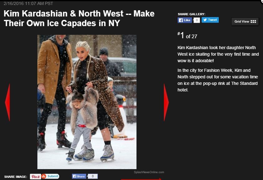 Kim Kardashian em dia de patinação no gelo com North West (Foto: Reprodução )