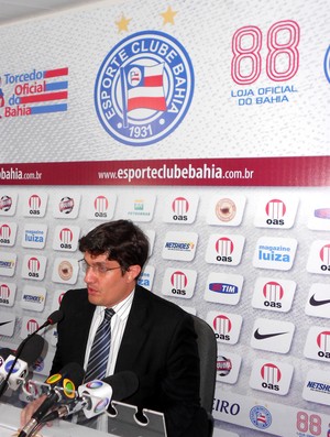 Carlos Rátis, interventor do Bahia, durante entrevista na salaesporte da sorte bonusimprensa do clube (Foto: Raphael Carneiro)