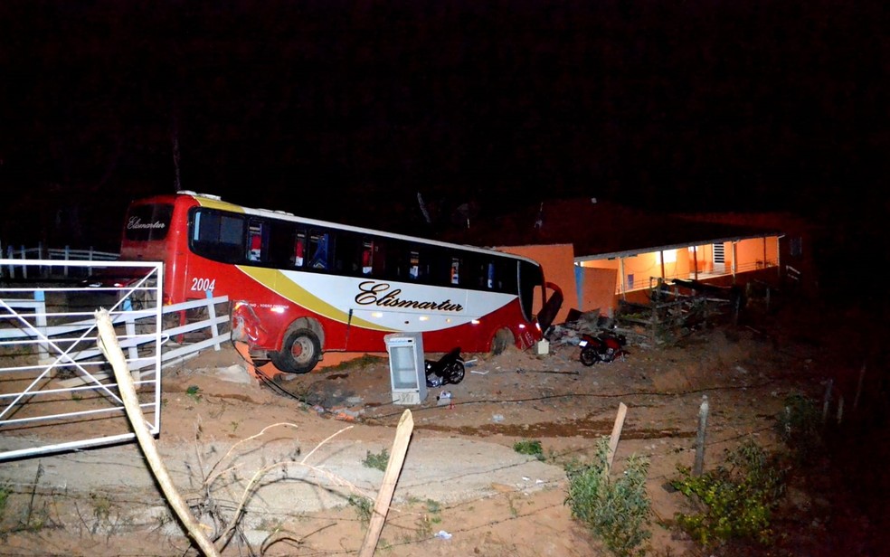 Ônibus clandestino invade casa na MGC-383 e deixa pelo menos 9 pessoas feridas em MG — Foto: Luciano Lopes/Portal Plantão 24h MG