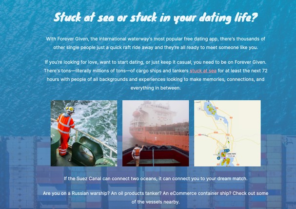 Designer cria aplicativo de relacionamento inspirado em navio encalhado no canal de Suez (Foto: Reprodução)