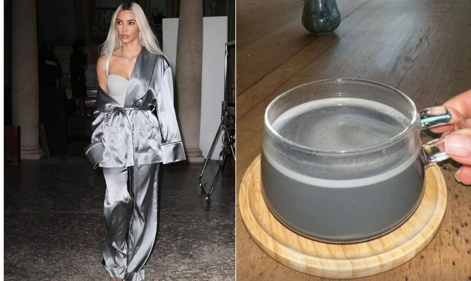 Kim Kardashian e seu chá de carvão usado para absorver produtos químicos e toxinas do corpo