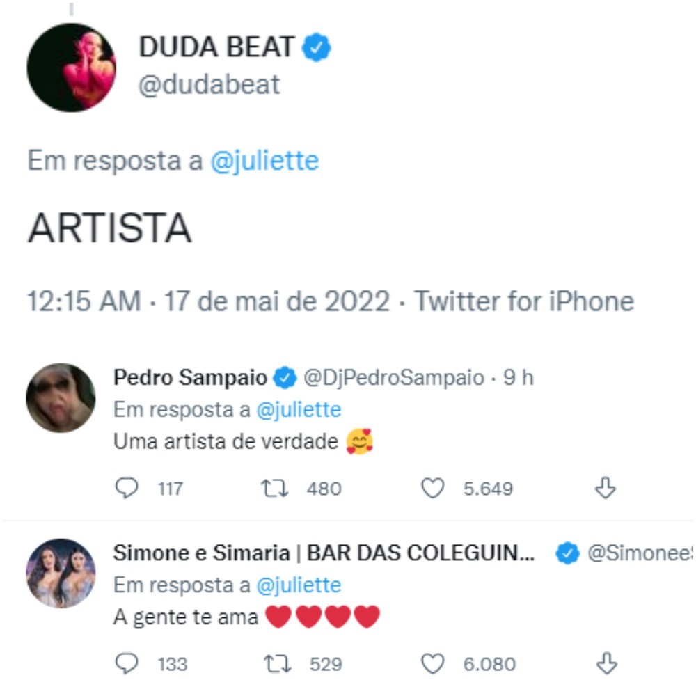 Duda Beat, Pedro Sampaio, Simone e Simaria (Foto: Twitter/Reprodução)