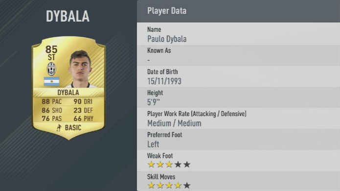 FIFA 17: Dybala é um dos melhores jogadores do game (Foto: Divulgação/EA)