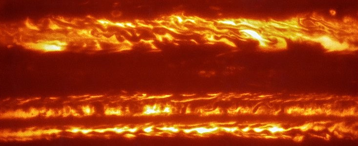 Imagem de Júpiter colorida artificialmente (Foto: ESO/L. Fletcher)