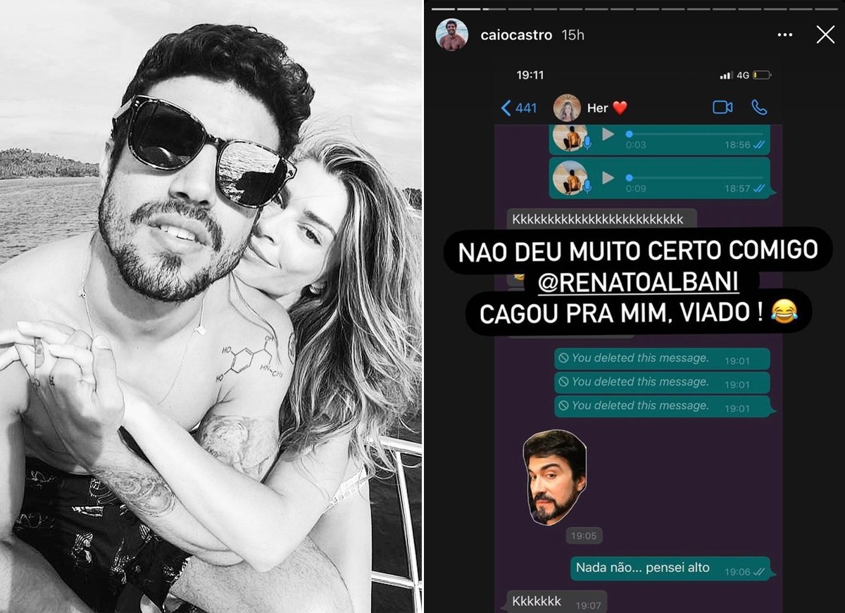 Caio Castro mostra como gravou o nome de Grazi Massafera no celular (Foto: Reprodução / Instagram)